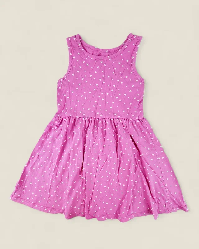 GEORGE PINK & WHITE HEART DRESS GIRLS 6Y PRE-LOVED
