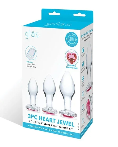 Glas 3 Piece Heart Jewel Glass Anal Training Kit