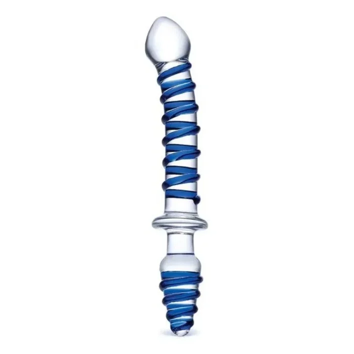 Glas Mr Swirly Double Ended Dildo And Butt Plug Blue 10 Inch