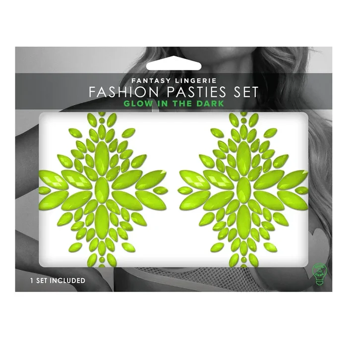 GLOW Fashion Pasties Set – Glow Green Crystals