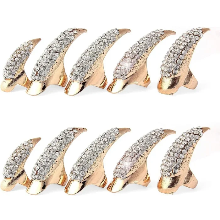 Gold Rhinestone Fingertips