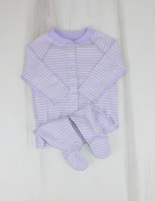 HANNAH ANDERSSON PURPLE STRIPED FOOTIES 3-6M PRE-LOVED