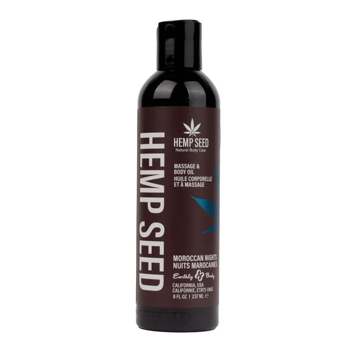 Hemp Seed Massage & Body Oil – Moroccan Nights (Earthy & Spicy-Sensual) Scented – 237 ml Bottle