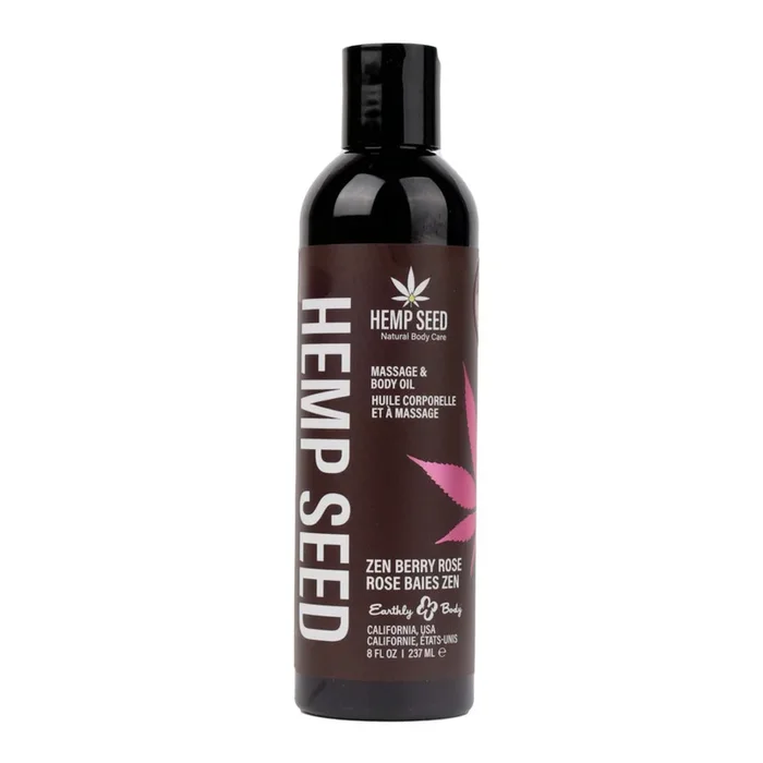 Hemp Seed Massage & Body Oil – Zen Berry Rose (Blackberry, Yellow Rose & Amber) Scented – 237 ml
