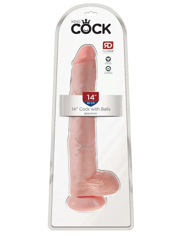 King Cock 14 inches Cock with Balls Beige Dildo Real Deal RD