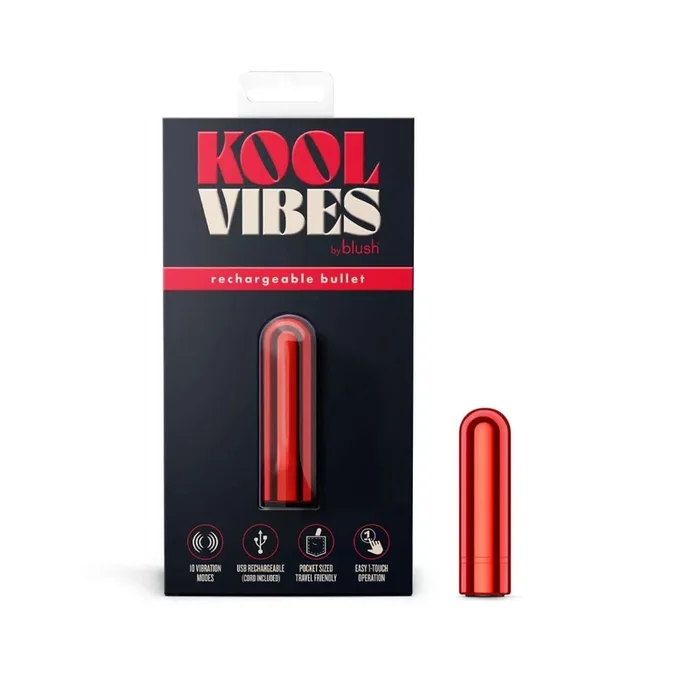Kool Vibes Rechargeable Mini Bullet Vibrator – Cherry | 10 Vibration Modes