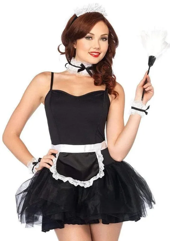 Leg Avenue French Maid Kit, Apron, Neck Piece, Wrist Cuffs, and Headband