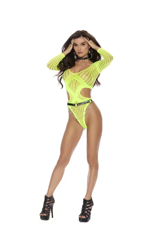 Long Sleeve Crochet Teddy by Moments Lingerie – Elegant and Alluring