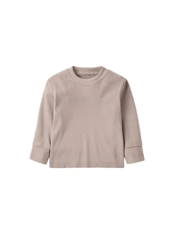 Long Sleeve Ribbed Tee – Mushroom