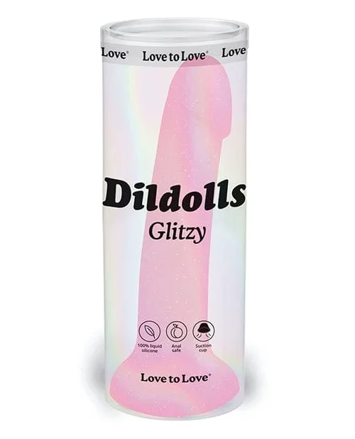 Love To Love Curved Suction Cup Dildolls Glitzy – Glitter Pink