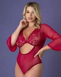 Magic Silk Black Cherry Sleeve Playsuit Queen Size