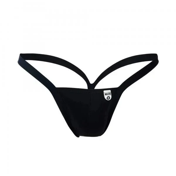 Male Basics Y Buns Thong Black Lg