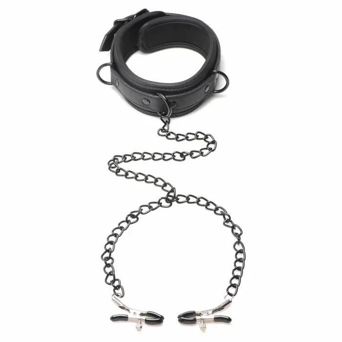 Master Series Collared Temptress Collar with Nipple Clamps