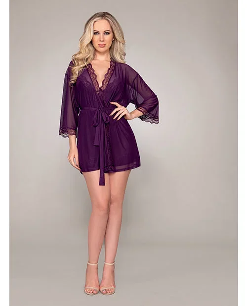Mesh Chemise & Robe Plum LG