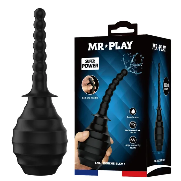 MR PLAY Anal Douche M7 – Black – Black Unisex Douche – 330 ml Capacity