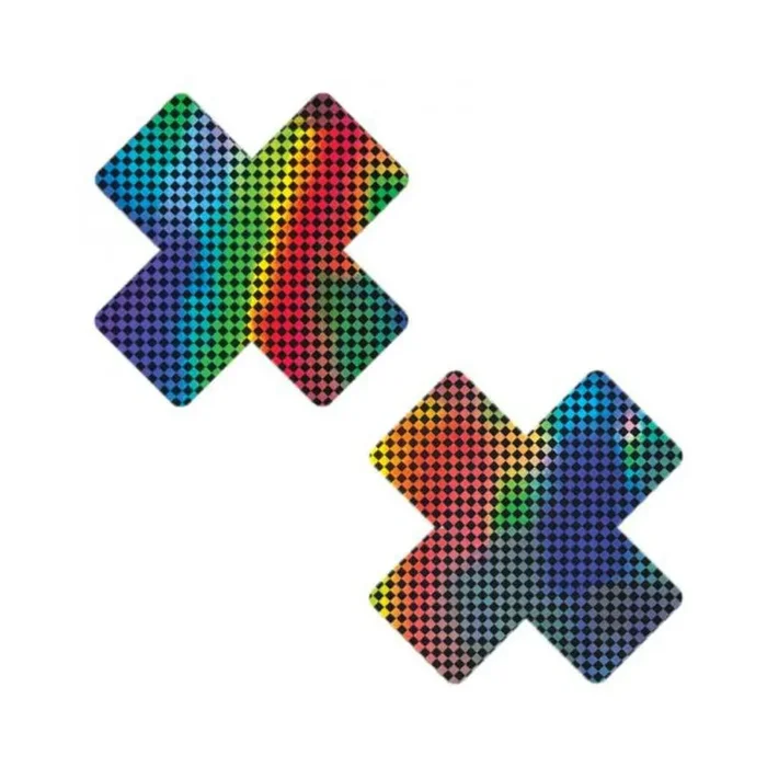 Neva Nude Talladega Trippin’ Super Holographic Checkered X Nipple Pasties