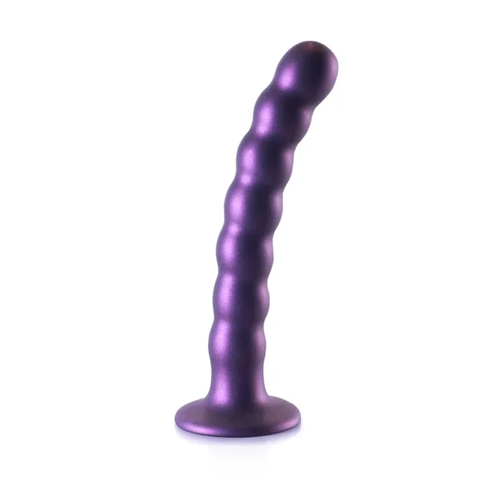 Ouch Beaded Silicone G-Spot Dildo Metallic Purple 6.5 Inch
