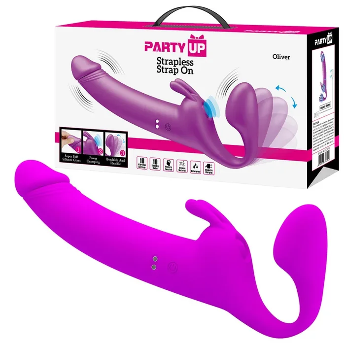 Party Up OLIVER Strapless Strap-On – Purple 28.3 cm USB Rechargeable Strapless Strap-On