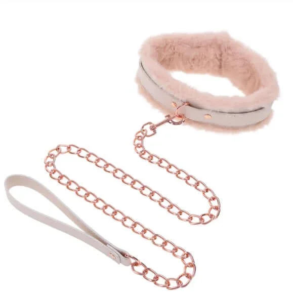 Peaches ‘n CreaMe Fur Collar & Leash | Luxurious Faux Fur, Rose Gold Hardware, Adjustable Fit