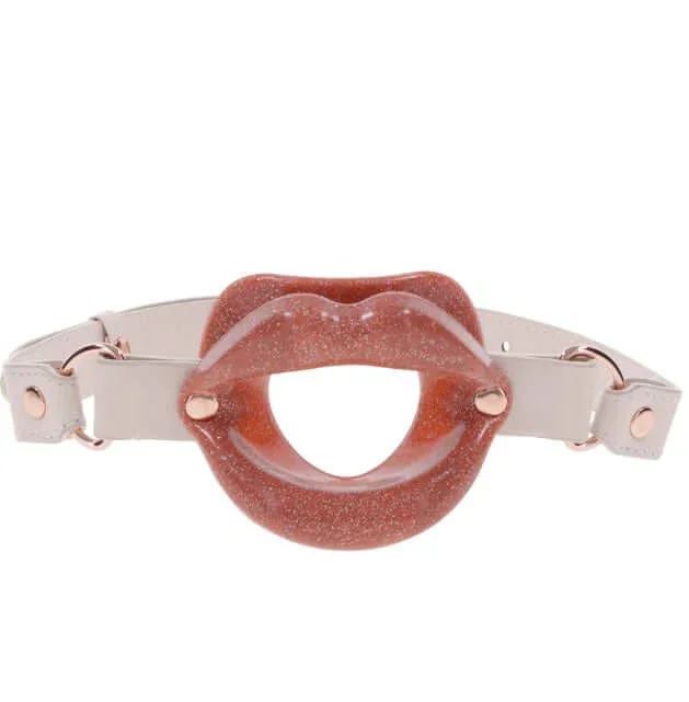 Peaches ‘n CreaMe Silicone Lips Gag | Flirty Peach, Faux Leather Strap, Adjustable Fit