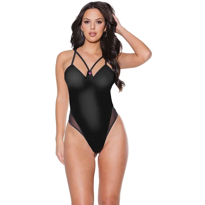 Pink Pussycat Strappy Black Teddy in Medium