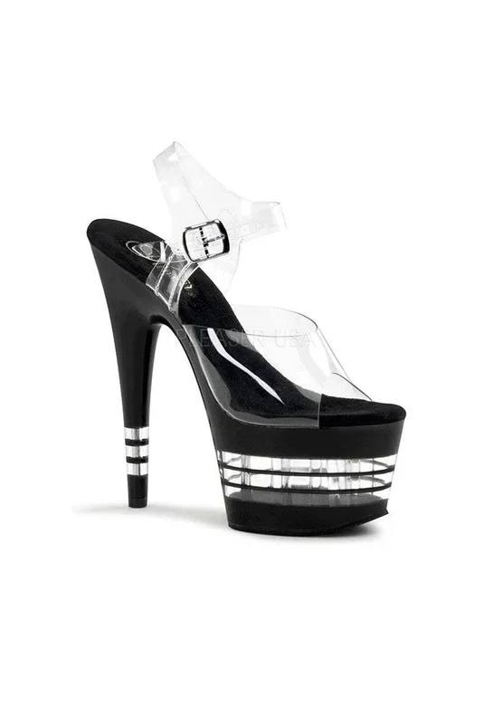 Pleaser USA – Adore 7″ Stiletto Heel with Ankle Strap – Black/Clear