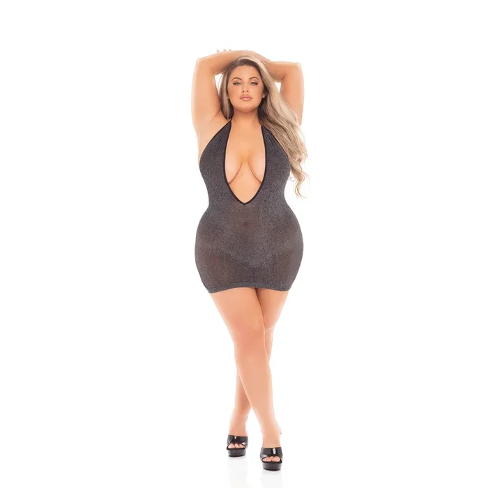 Plus-Size Love Bite Plunge Halter Dress By Rene Rofe
