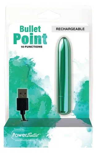 Power Bullet Point 4-inch Bullet Vibrator – 10 Functions, Teal Green