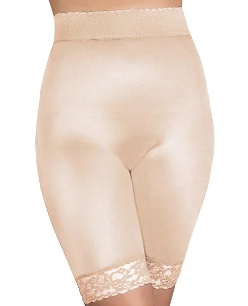 Rago Shapewear Long Leg Shaper w/Gripper Lace Bottom Beige LG