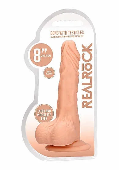 Realrock 8 inches Dong Flesh Light Skin Tone with Testicles