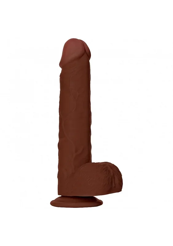 RealRock Realistic Skin – Straight Realistic Dildo with Balls and Suction Cup – 8″ / 20,5 cm – Brown