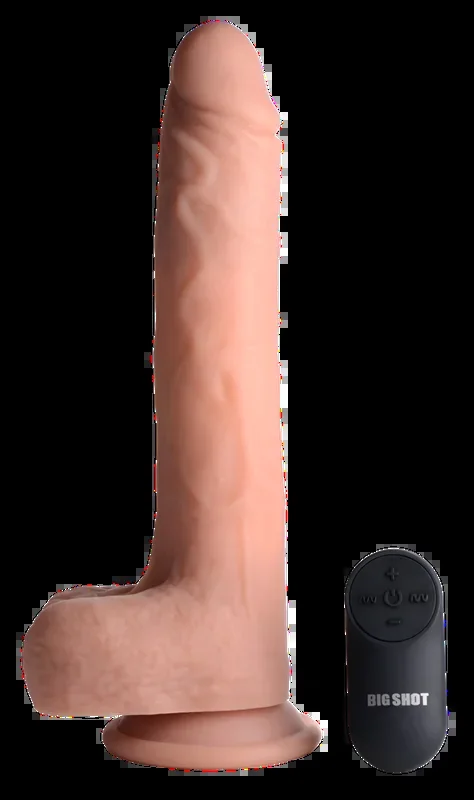 Remote Control Silicone Dildo – 9 Inch Thrusting Vibrator – Flesh