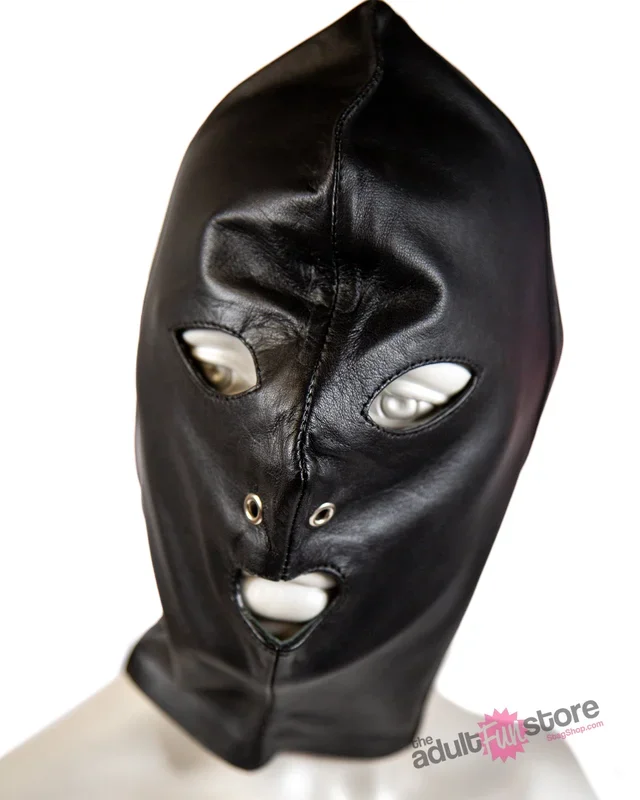 Rouge Garments – Leather Mask with Lace up Back – Black