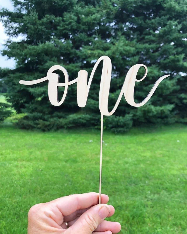 Rough Cut Dezigns, Wooden “One” Cake Toppers