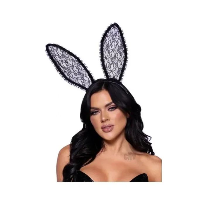 Ruffle Bunny Ears O/s Black