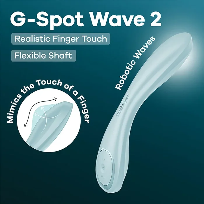 Satisfyer G-Spot Wave 2 – Ice Blue – Ice Blue 23.6 cm USB Rechargeable Flicking Tip Vibrator
