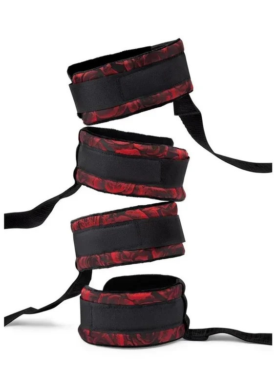 Secret Kisses Rosegasm Bed Restraint Kit with Satin Blindfold