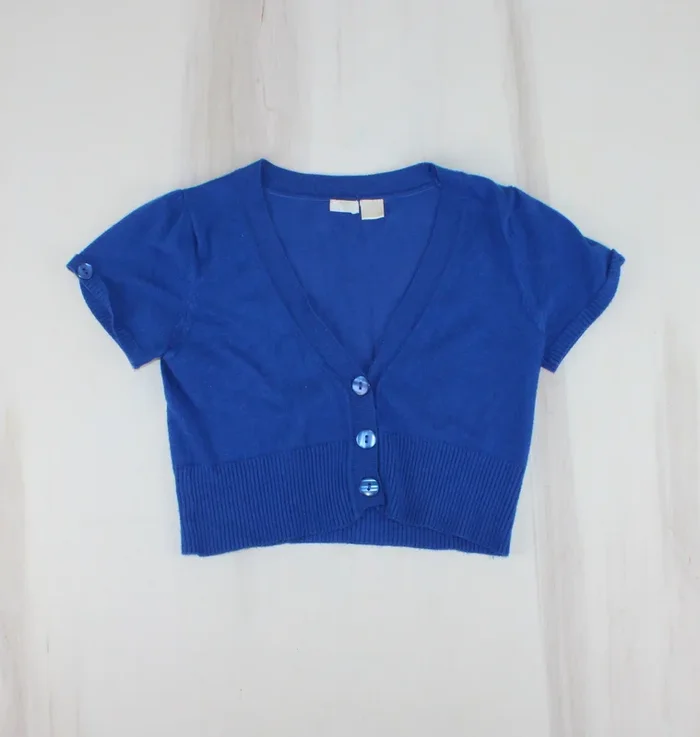 SIBLINGS BLUE CROPPED CARDI APPROX GIRLS 12-14Y PRE-LOVED