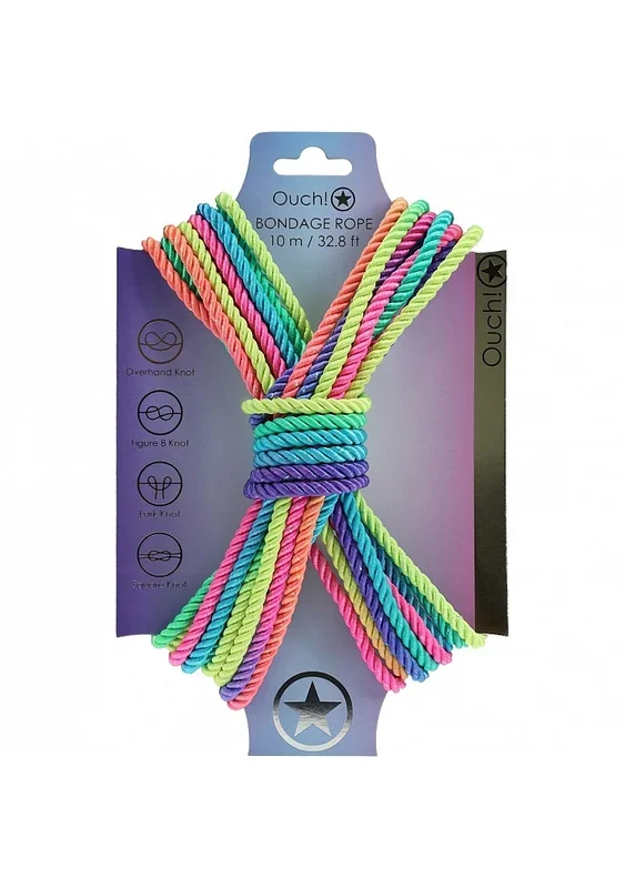 Silky Bright Multicolored Bondage Rope – 10 Meters