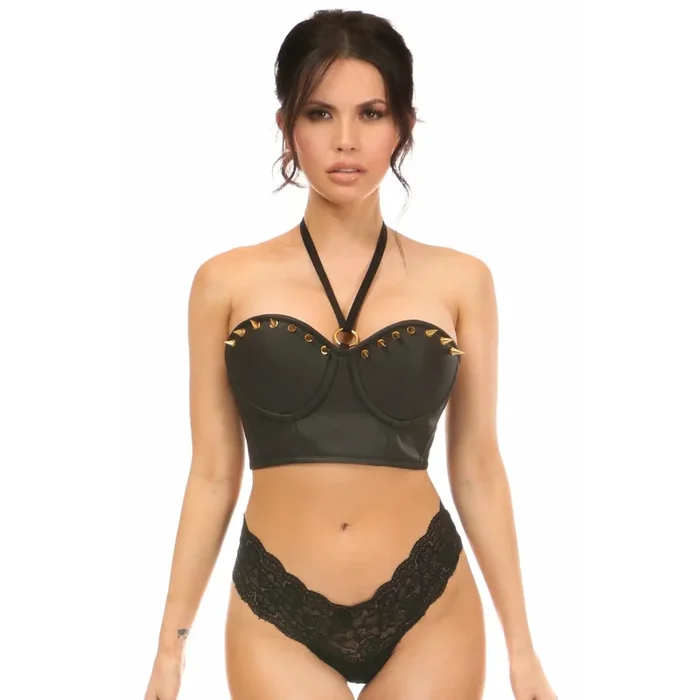 Spikes Lavish Faux Leather Halter Bustier M