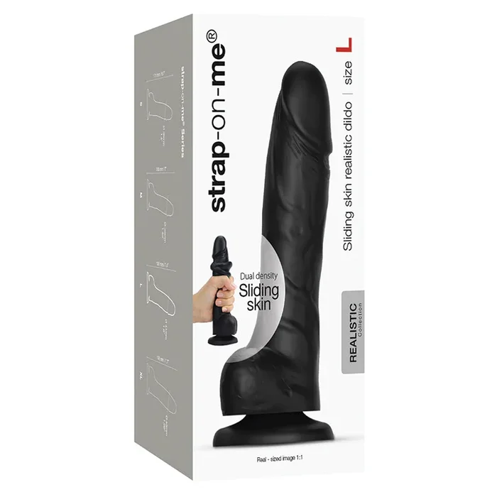 Strap On Me Sliding Skin Realistic Dildo – Black L