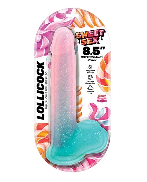 Sweet Sex 8.5″ Lollicock Cotton Candy Dildo – Multi Color