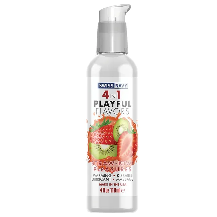 Swiss Navy 4 In 1 Playful Flavors – Strawberry/Kiwi Pleasure 4oz