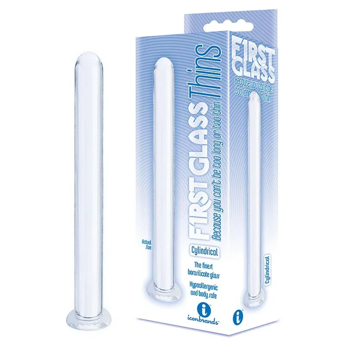 The 9’s First Glass Thins, Cylindrical – Clear Glass 17.8 cm Dildo