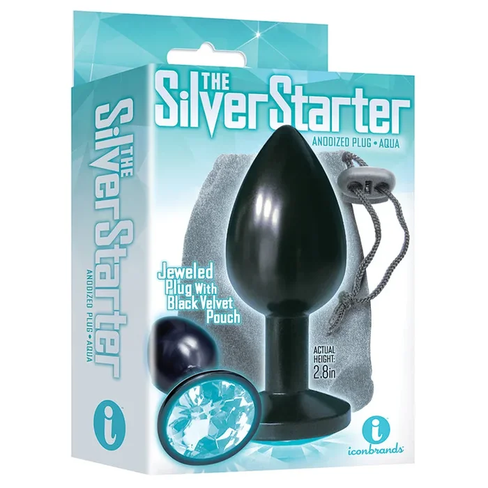 The 9’s The Silver Starter Bejeweled Anodized Plug-Aqua