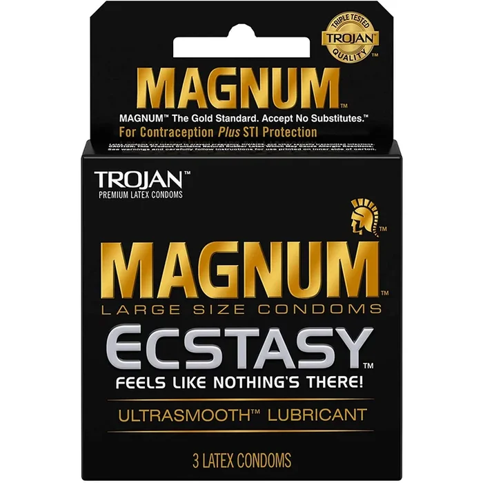 Trojan Magnum Ecstasy Large Size Lubricated Condoms – 3 Pack