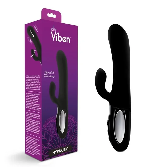 Viben Hypnotic Thrusting Rabbit Vibe with Swinging Clit Stimulator in Black