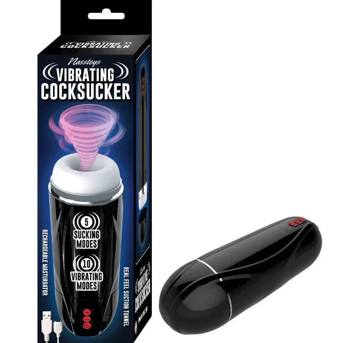 Vibrating Cocksucker Rechargeable Masturbator – Black