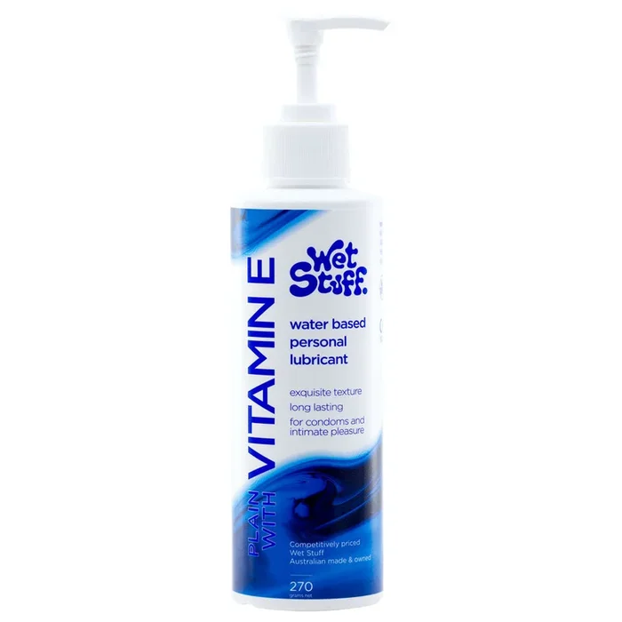 Wet Stuff Plain – 270g Pump – Water Based Lubricant with Vitamin E – 270 gram Pump Bottle