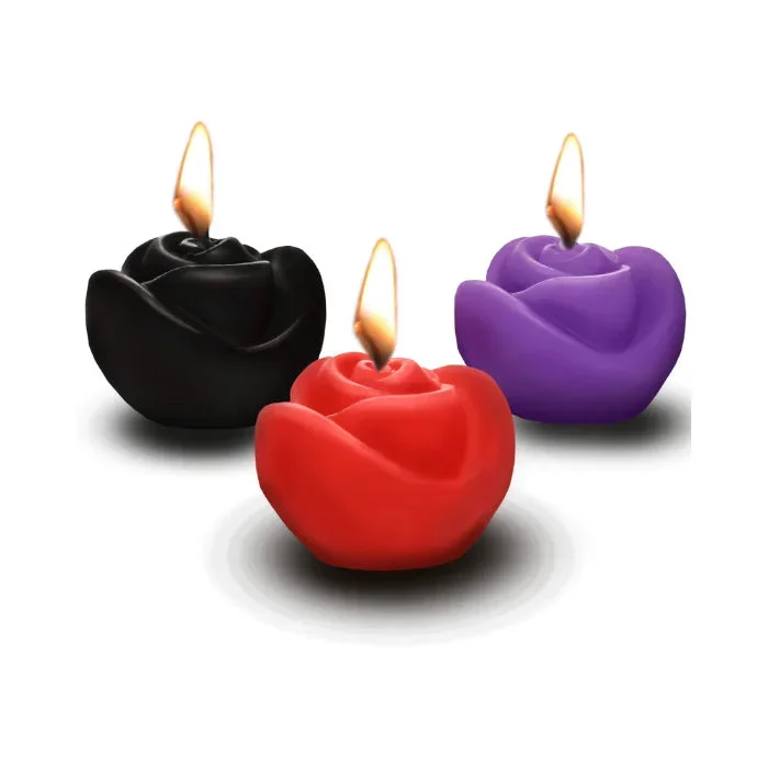 XR Brand Master Series Fire Garden 3-Piece Rose Candle Set Sensual Drip Candles For Wax Play